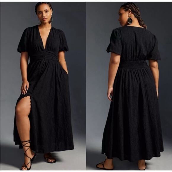 Anthropologie Dresses & Skirts - Anthropologie Katerina Button Front Black Cotton Dress Size 12